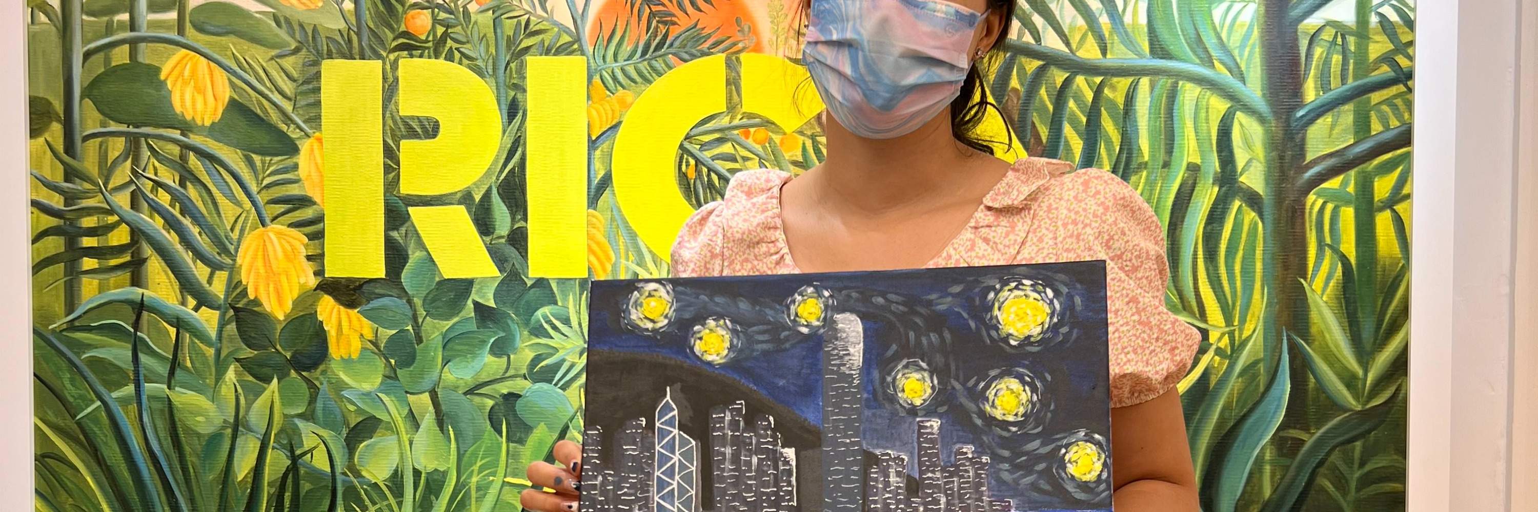 Rica Art Space Hong Kong Skyline painting Pointillism